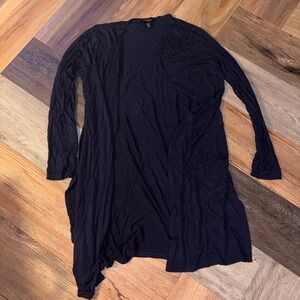 Love Cameron Navy Blue Open Front Cardigan Duster Rayon Stretch Womens Size 2X